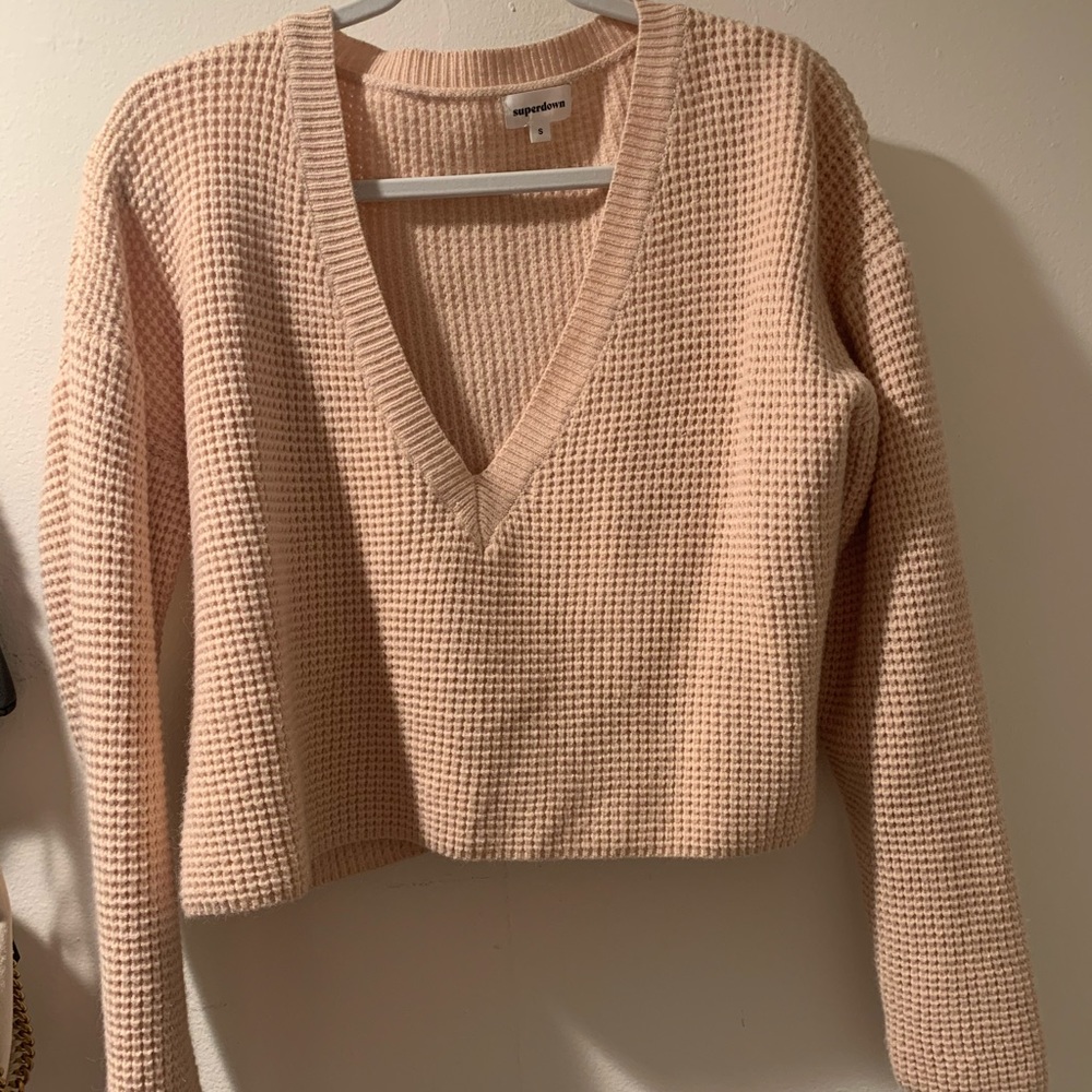Tan superdown v neck sweater size small!